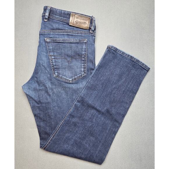 Mens Diesel Waykee Jeans 34x32 Button Fly Dark Wash Regular Straight Stretch - Picture 1 of 8
